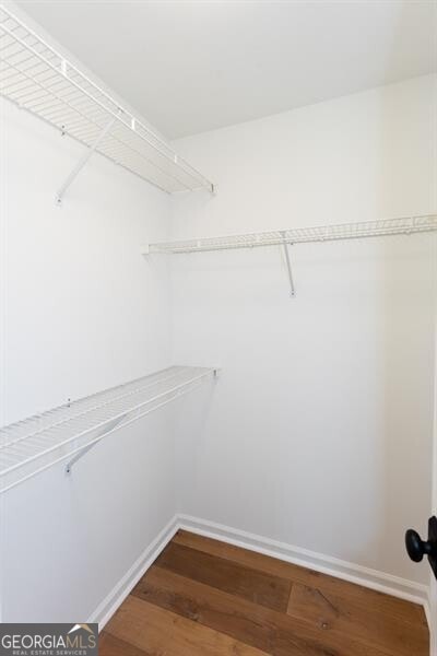 walk in closet featuring hardwood / wood-style floors