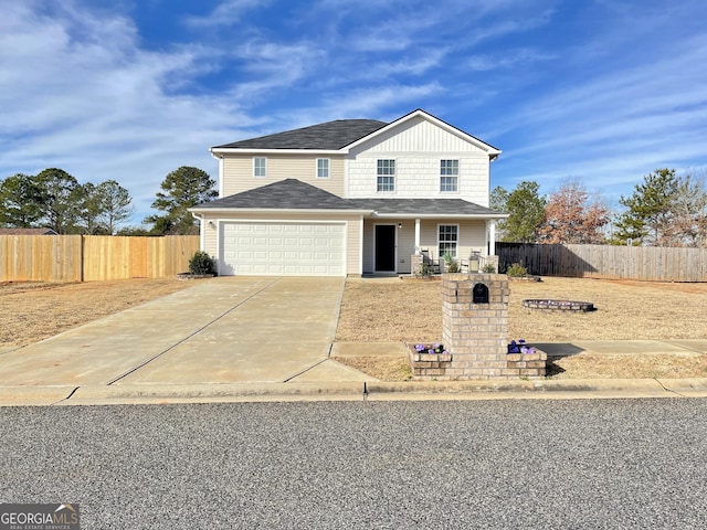 view of property with a garage