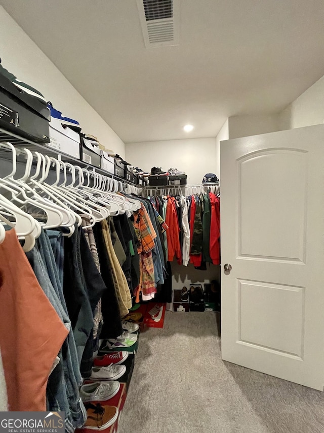 spacious closet with carpet flooring