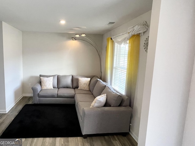 living room featuring hardwood / wood-style flooring