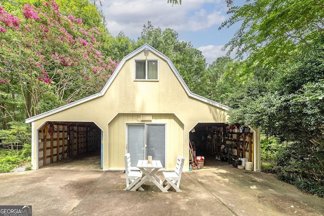 garage with a carport