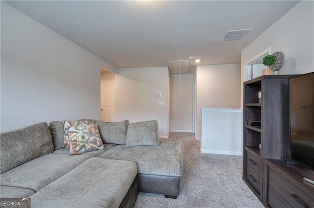 living room featuring carpet