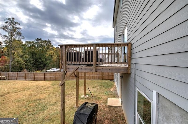 view of yard with a deck