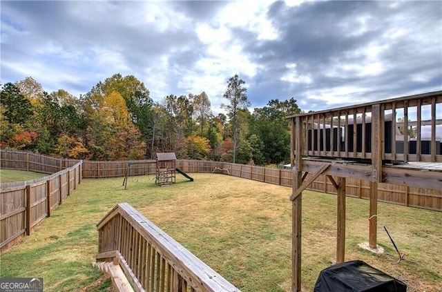 view of yard with a playground