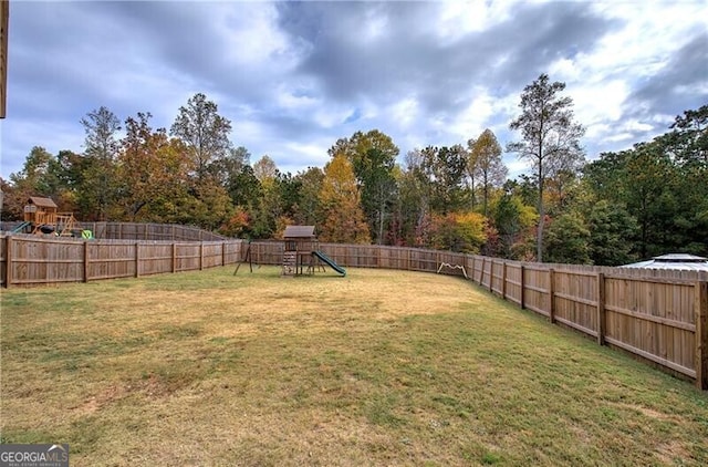 view of yard featuring a playground