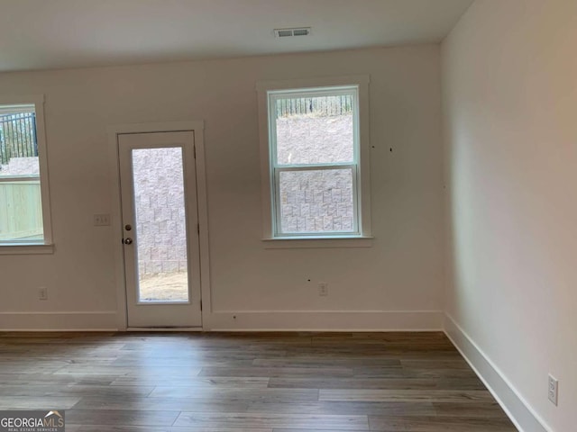 doorway featuring hardwood / wood-style floors and plenty of natural light