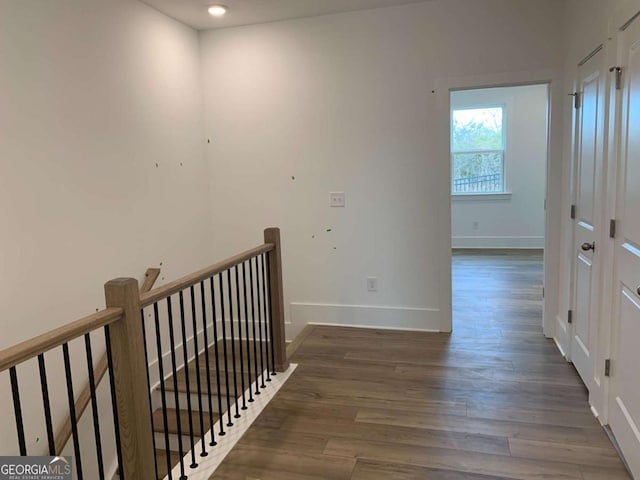 hall with dark hardwood / wood-style floors