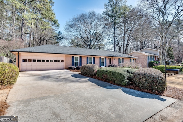 single story home with a garage