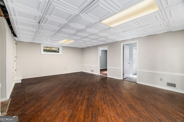 interior space with dark hardwood / wood-style flooring