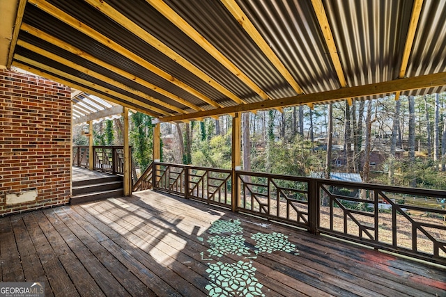 deck featuring a pergola