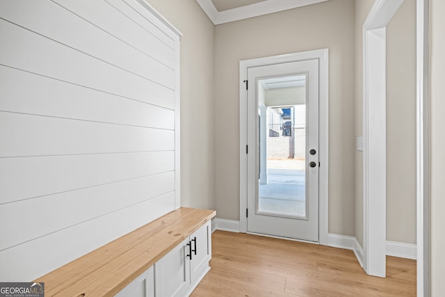 mudroom featuring light hardwood / wood-style flooring and a wealth of natural light