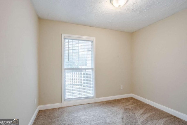 unfurnished room with carpet floors and a textured ceiling