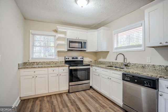 kitchen with white cabinetry, stainless steel appliances, and sink