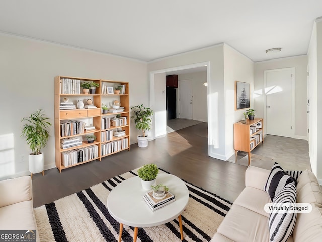 living room featuring dark hardwood / wood-style flooring