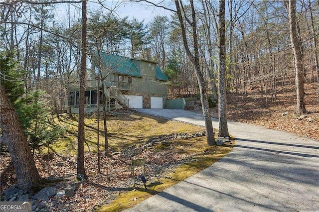 front of property with a garage