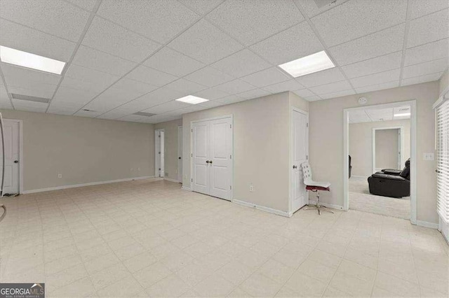 basement with a drop ceiling