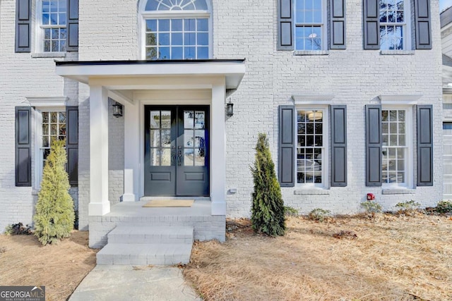 property entrance with french doors