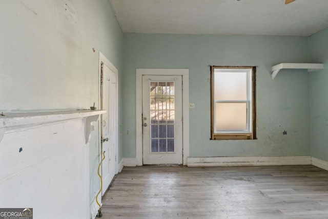 foyer with light wood-type flooring