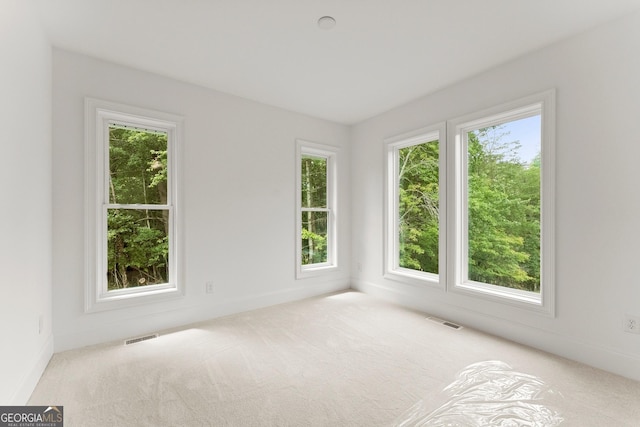 spare room with light colored carpet