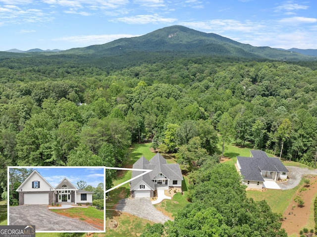 bird's eye view with a mountain view