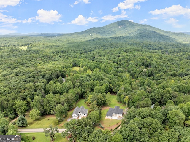 birds eye view of property with a mountain view