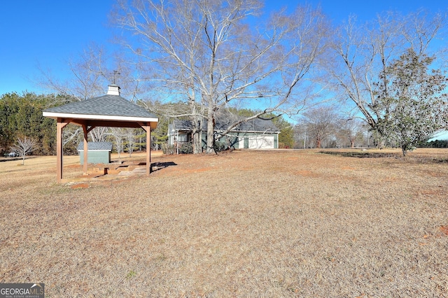 view of yard with a gazebo