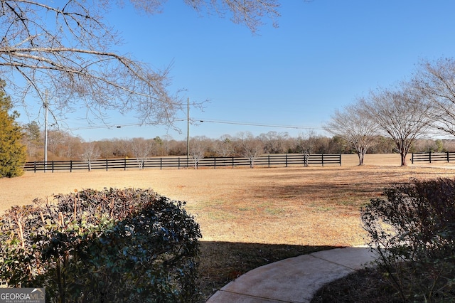 view of yard featuring a rural view