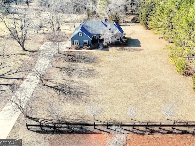 aerial view with a rural view