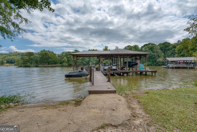 dock area featuring a water view