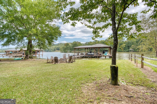 view of yard with a water view