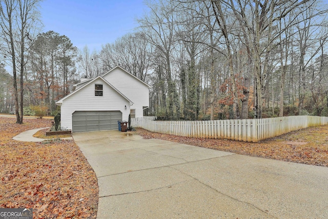 view of home's exterior featuring a garage