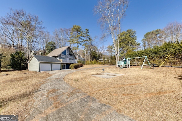 view of yard featuring a playground