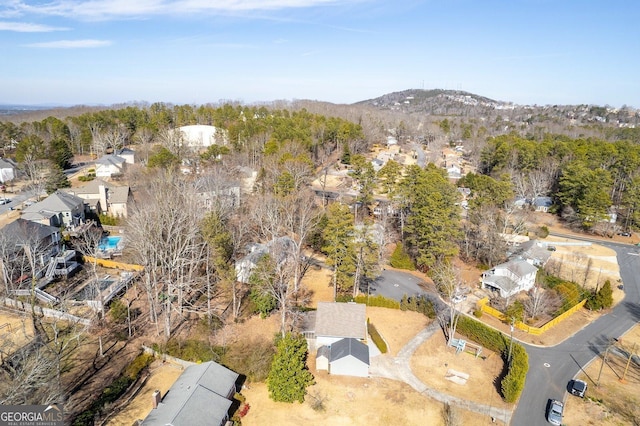 aerial view with a mountain view