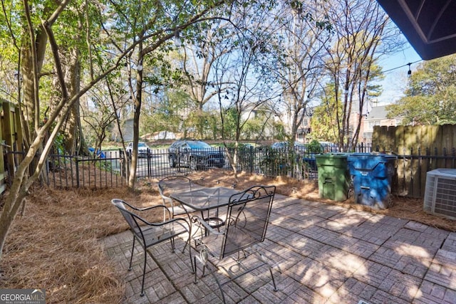 view of patio with central AC unit