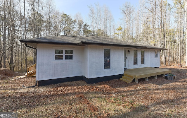 view of front of home with a deck