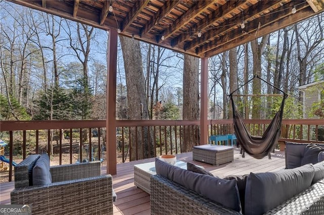 deck featuring an outdoor hangout area