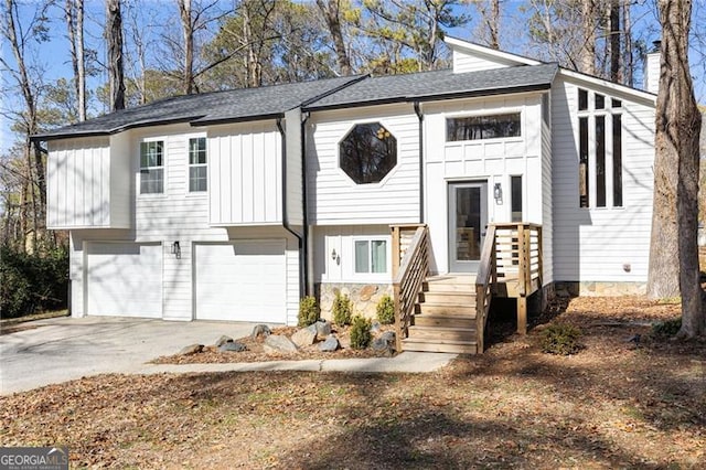 raised ranch with a garage