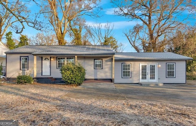 ranch-style house with french doors