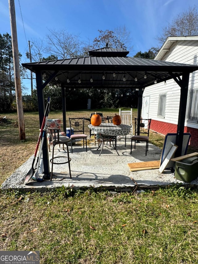 view of patio / terrace with a gazebo