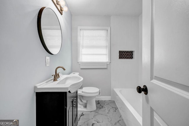 6467 Joanna St, Lithia Springs, GA 30122 - full bathroom featuring vanity and marble look tile flooring