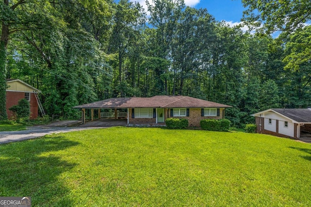 6467 Joanna St, Lithia Springs, GA 30122 - single story home with driveway, an attached carport, and a front yard