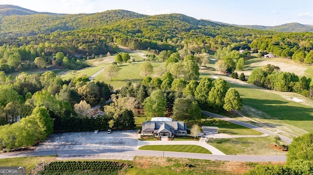 drone / aerial view with a mountain view