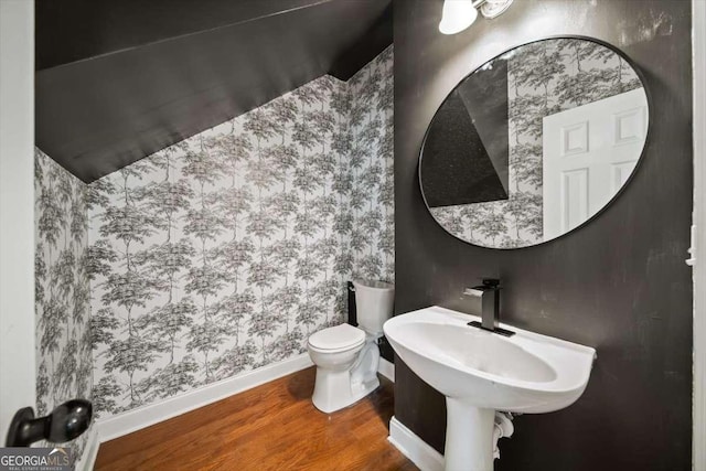 bathroom featuring hardwood / wood-style flooring, sink, and toilet