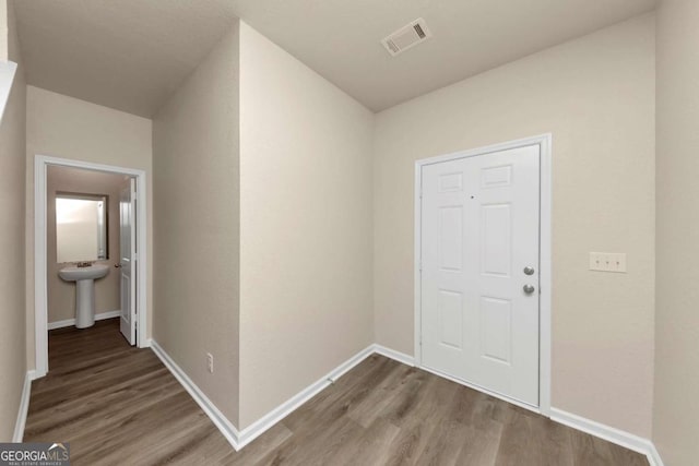 entrance foyer with hardwood / wood-style flooring