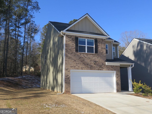 view of front of house with a garage