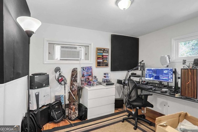 office with a wall mounted air conditioner