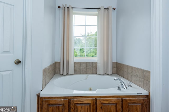 bathroom with a washtub