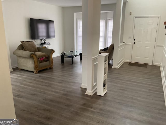 entryway featuring dark wood-type flooring