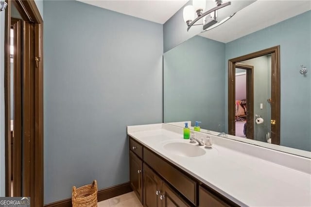 bathroom featuring vanity and tile patterned floors