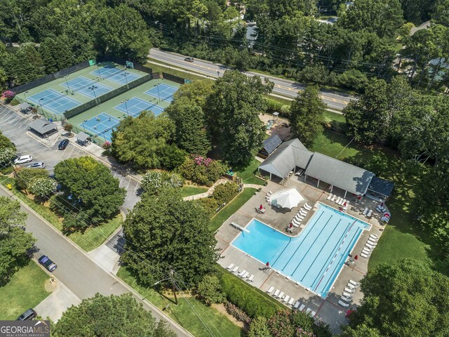 view of swimming pool with a patio